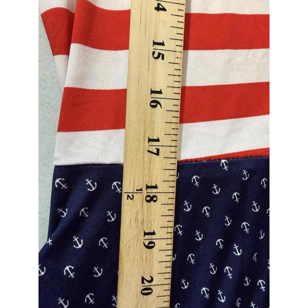 LuLaRoe Nicki Dress 3XL Patriotic Red White Blue Anchors Sleeveless - Picture 9 of 10